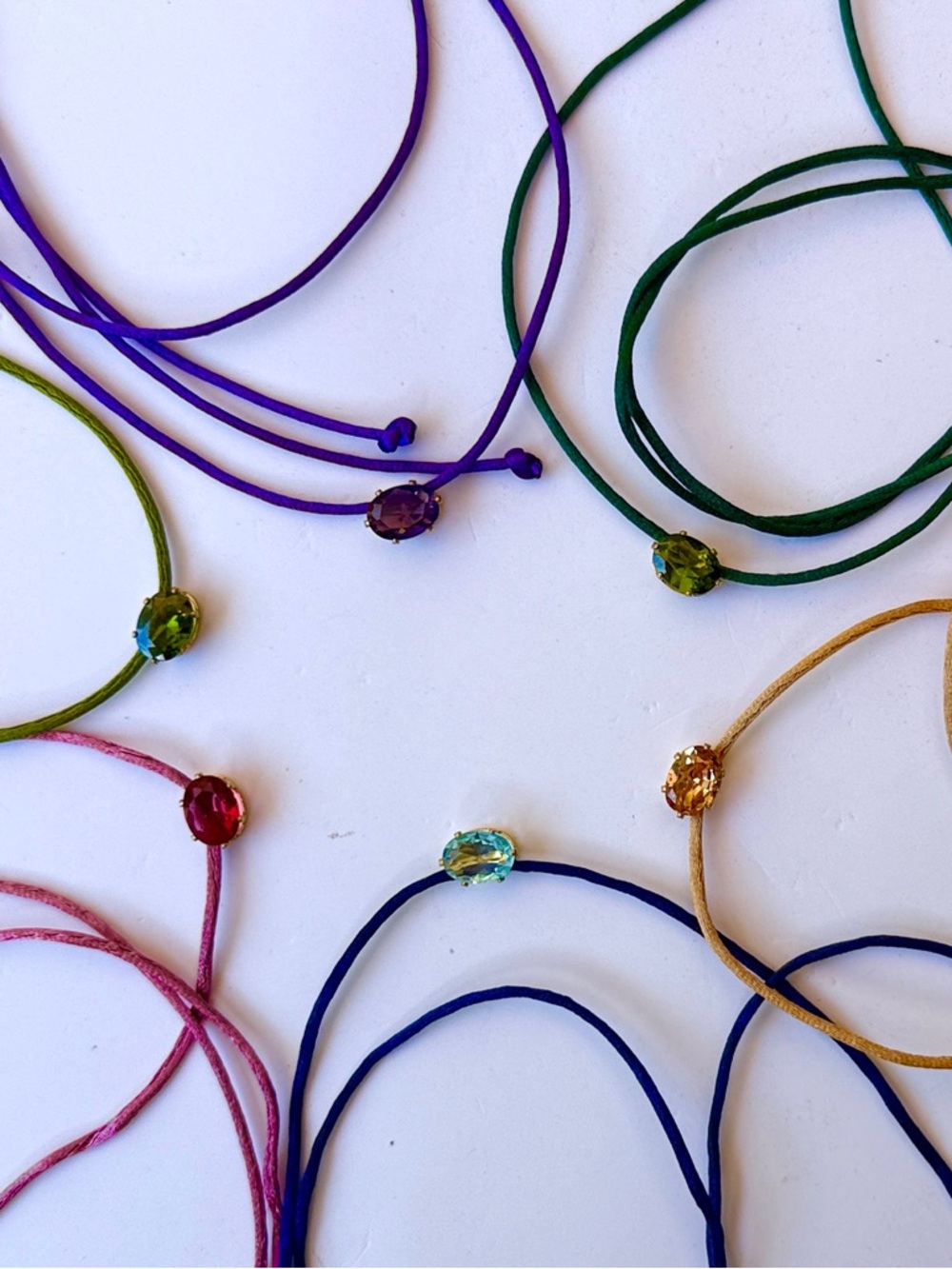 Silk cord stone pendant necklace | choose your stone color